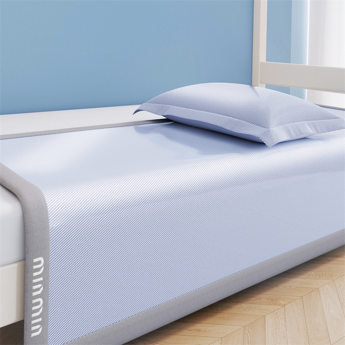 91家纺网 家纺一手货源 找家纺 （总）女子家纺 2026新款学生床斜纹冰丝刺绣款凉席席子凉席