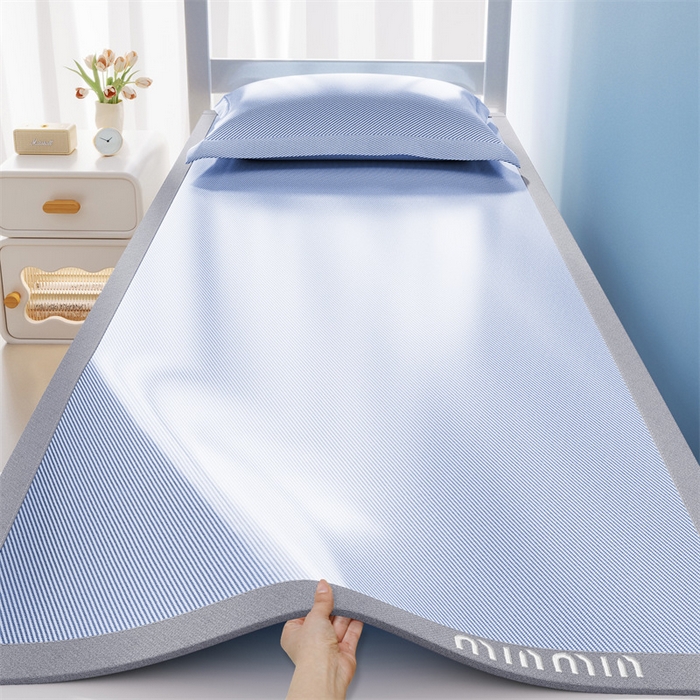 91家纺网 家纺一手货源 找家纺 （总）女子家纺 2026新款学生床斜纹冰丝刺绣款凉席席子凉席