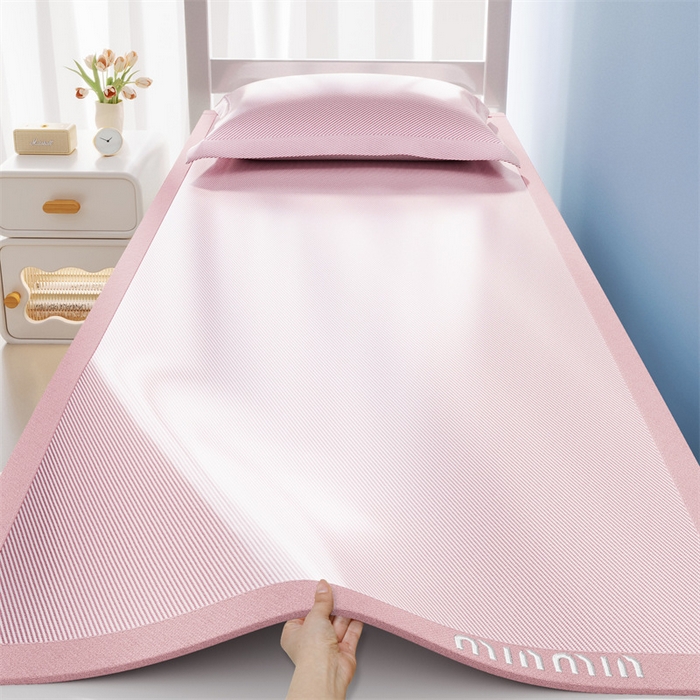 女子家纺 2026新款学生床斜纹冰丝刺绣款凉席席子凉席 樱花粉