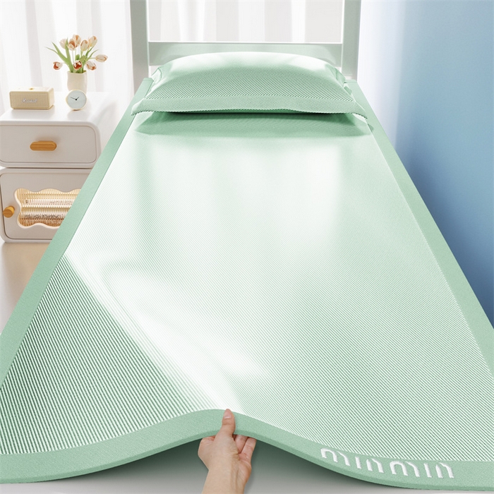 女子家纺 2026新款学生床斜纹冰丝刺绣款凉席席子凉席 凉茶绿
