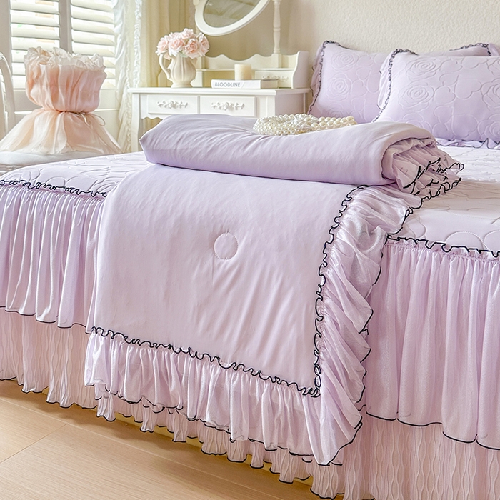 91家纺网 家纺一手货源 找家纺 网红馆（ck家纺） 2026春夏新款仲夏冰丝凉席夏被夏凉被空调被四件套 仲夏-紫