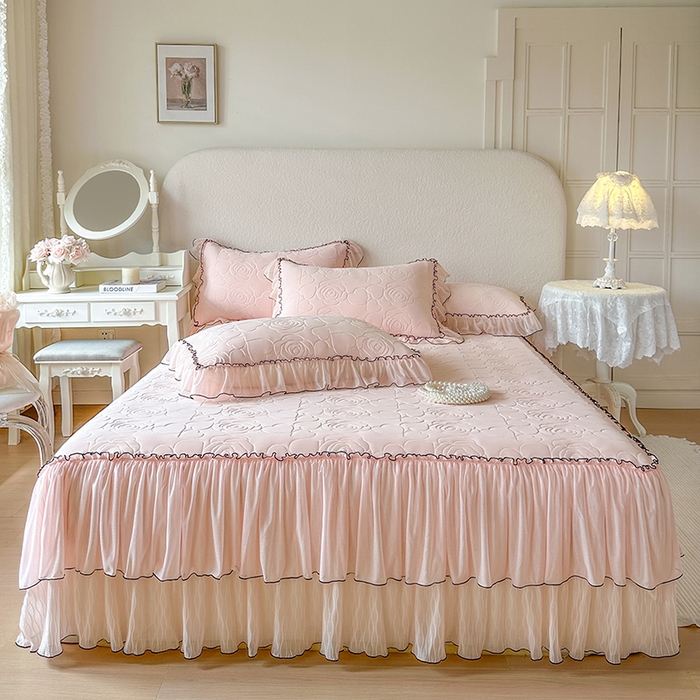 91家纺网 家纺一手货源 找家纺 网红馆（ck家纺） 2026春夏新款仲夏冰丝凉席夏被夏凉被空调被四件套 仲夏-粉