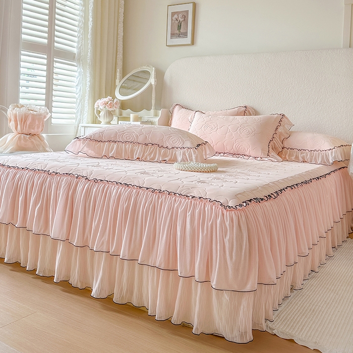 91家纺网 家纺一手货源 找家纺 网红馆（ck家纺） 2026春夏新款仲夏冰丝凉席夏被夏凉被空调被四件套 仲夏-粉