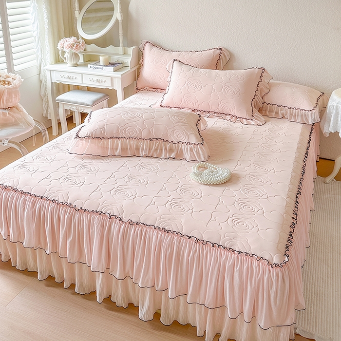 91家纺网 家纺一手货源 找家纺 网红馆（ck家纺） 2026春夏新款仲夏冰丝凉席夏被夏凉被空调被四件套 仲夏-粉