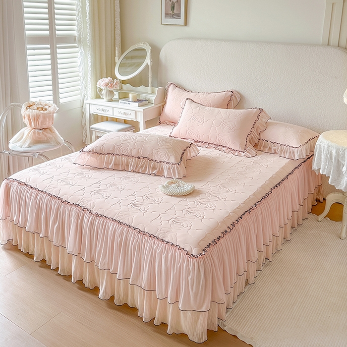 91家纺网 家纺一手货源 找家纺 网红馆（ck家纺） 2026春夏新款仲夏冰丝凉席夏被夏凉被空调被四件套 仲夏-粉