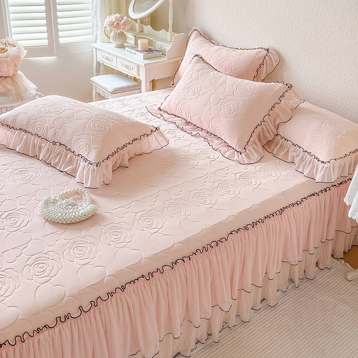 91家纺网 家纺一手货源 找家纺 网红馆（ck家纺） 2026春夏新款仲夏冰丝凉席夏被夏凉被空调被四件套 仲夏-粉