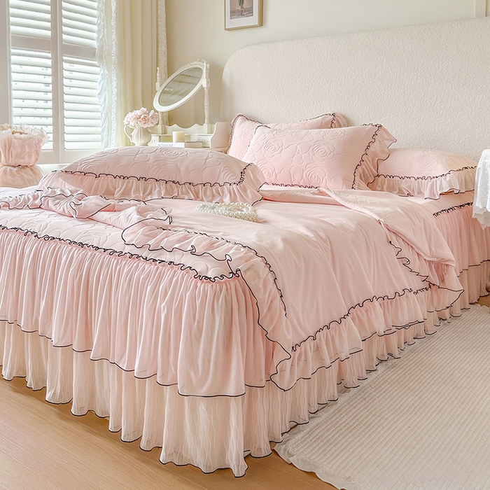 91家纺网 家纺一手货源 找家纺 网红馆（ck家纺） 2026春夏新款仲夏冰丝凉席夏被夏凉被空调被四件套 仲夏-粉