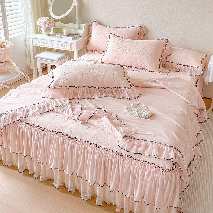 91家纺网 家纺一手货源 找家纺 网红馆（ck家纺） 2026春夏新款仲夏冰丝凉席夏被夏凉被空调被四件套 仲夏-粉