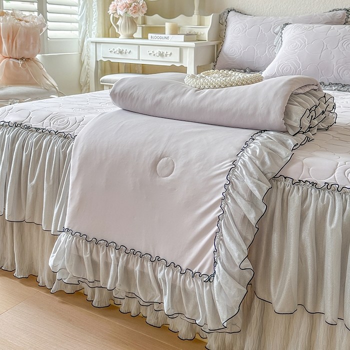 网红馆（ck家纺） 2026春夏新款仲夏冰丝凉席夏被夏凉被空调被四件套 仲夏-灰