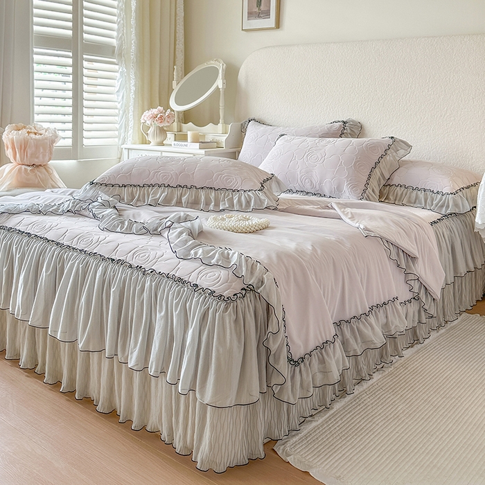 91家纺网 家纺一手货源 找家纺 网红馆（ck家纺） 2026春夏新款仲夏冰丝凉席夏被夏凉被空调被四件套 仲夏-灰