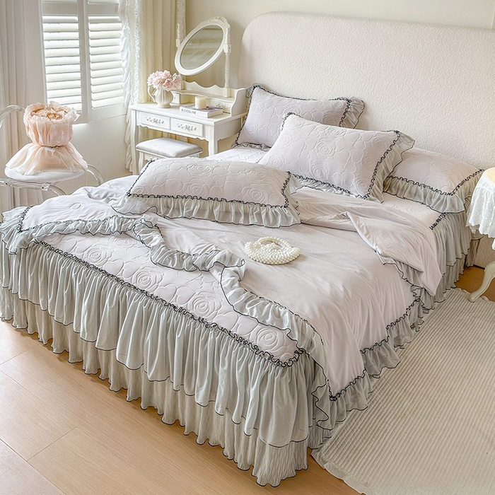 91家纺网 家纺一手货源 找家纺 网红馆（ck家纺） 2026春夏新款仲夏冰丝凉席夏被夏凉被空调被四件套 仲夏-灰