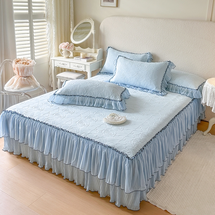 91家纺网 家纺一手货源 找家纺 网红馆（ck家纺） 2026春夏新款仲夏冰丝凉席夏被夏凉被空调被四件套 仲夏-蓝