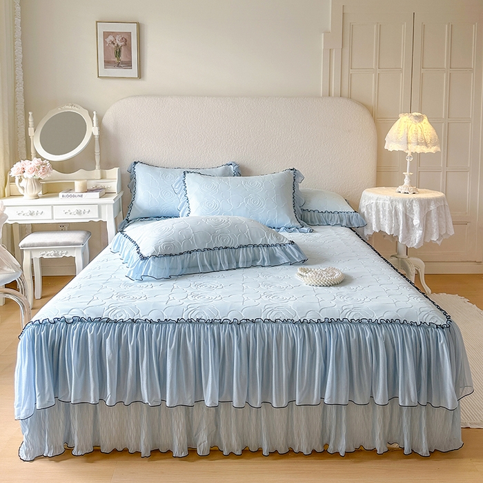 91家纺网 家纺一手货源 找家纺 网红馆（ck家纺） 2026春夏新款仲夏冰丝凉席夏被夏凉被空调被四件套 仲夏-蓝