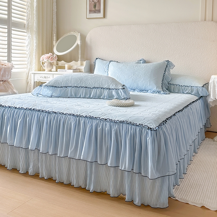 91家纺网 家纺一手货源 找家纺 网红馆（ck家纺） 2026春夏新款仲夏冰丝凉席夏被夏凉被空调被四件套 仲夏-蓝