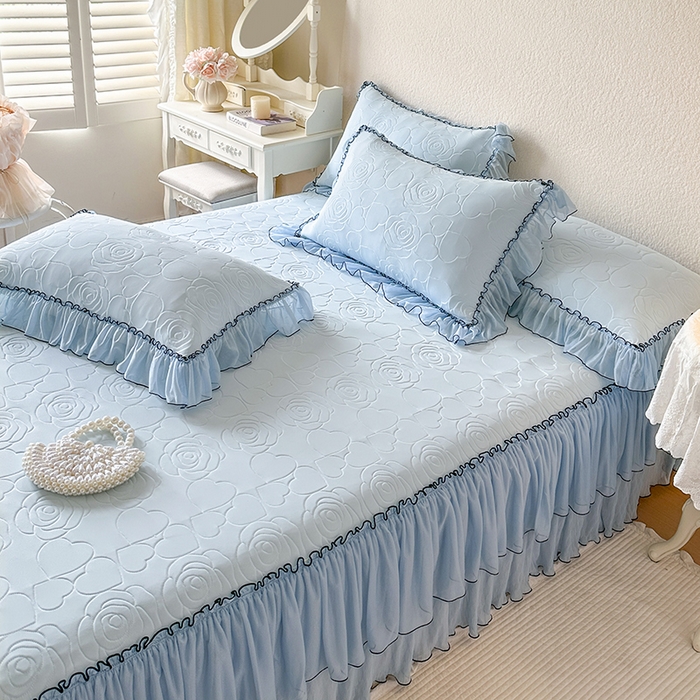 91家纺网 家纺一手货源 找家纺 网红馆（ck家纺） 2026春夏新款仲夏冰丝凉席夏被夏凉被空调被四件套 仲夏-蓝