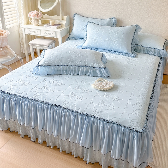 91家纺网 家纺一手货源 找家纺 网红馆（ck家纺） 2026春夏新款仲夏冰丝凉席夏被夏凉被空调被四件套 仲夏-蓝