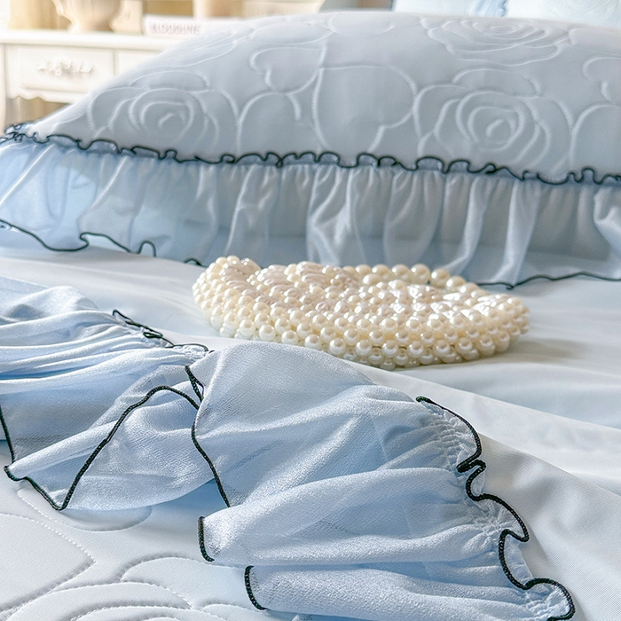 91家纺网 家纺一手货源 找家纺 网红馆（ck家纺） 2026春夏新款仲夏冰丝凉席夏被夏凉被空调被四件套 仲夏-蓝