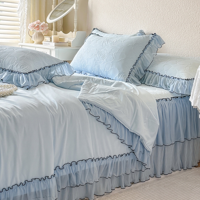 91家纺网 家纺一手货源 找家纺 网红馆（ck家纺） 2026春夏新款仲夏冰丝凉席夏被夏凉被空调被四件套 仲夏-蓝