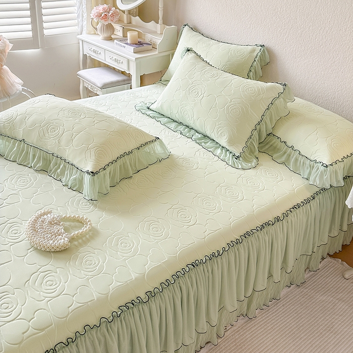 91家纺网 家纺一手货源 找家纺 网红馆（ck家纺） 2026春夏新款仲夏冰丝凉席夏被夏凉被空调被四件套 仲夏-绿