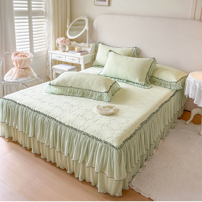 91家纺网 家纺一手货源 找家纺 网红馆（ck家纺） 2026春夏新款仲夏冰丝凉席夏被夏凉被空调被四件套 仲夏-绿