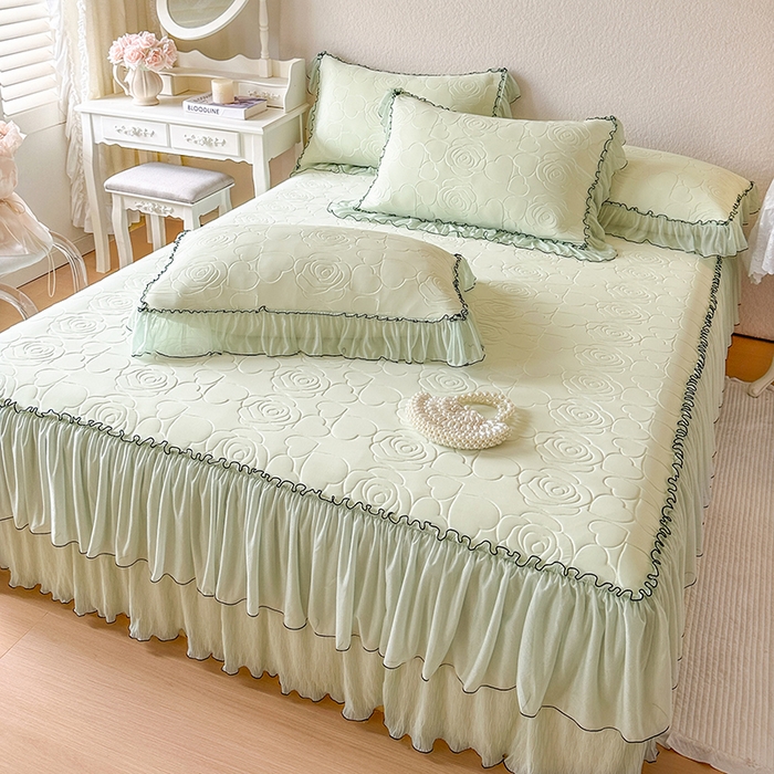 91家纺网 家纺一手货源 找家纺 网红馆（ck家纺） 2026春夏新款仲夏冰丝凉席夏被夏凉被空调被四件套 仲夏-绿