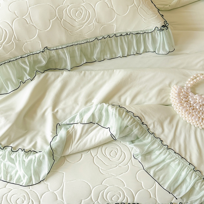 91家纺网 家纺一手货源 找家纺 网红馆（ck家纺） 2026春夏新款仲夏冰丝凉席夏被夏凉被空调被四件套 仲夏-绿