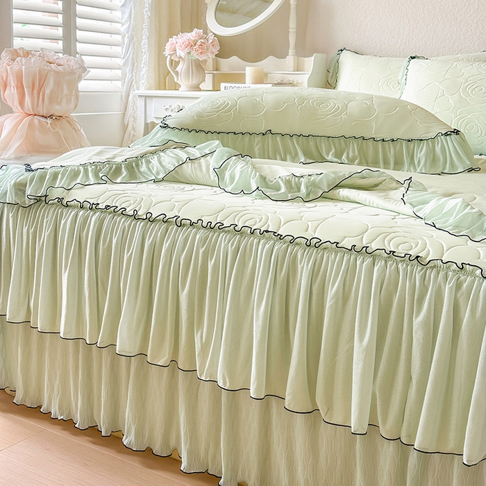 91家纺网 家纺一手货源 找家纺 网红馆（ck家纺） 2026春夏新款仲夏冰丝凉席夏被夏凉被空调被四件套 仲夏-绿