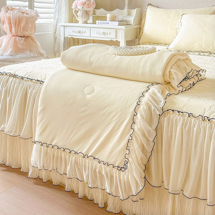 网红馆（ck家纺） 2026春夏新款仲夏冰丝凉席夏被夏凉被空调被四件套 仲夏-米