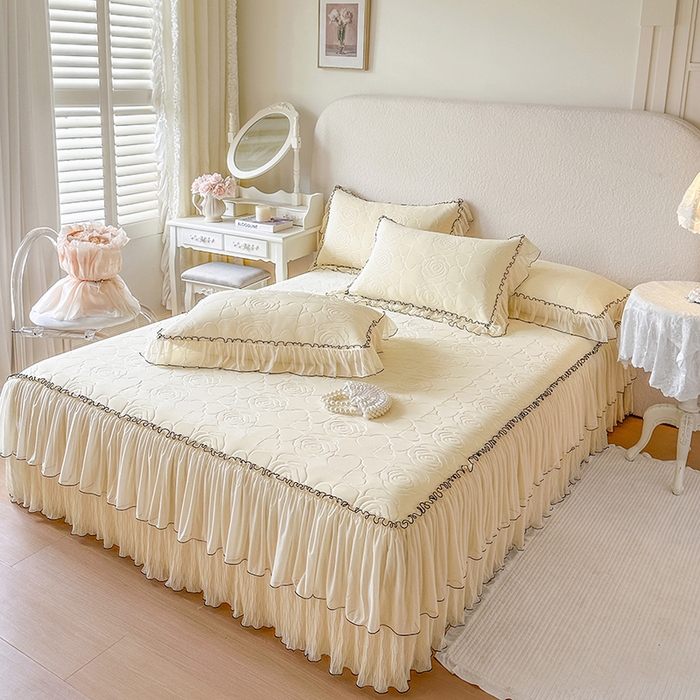 91家纺网 家纺一手货源 找家纺 网红馆（ck家纺） 2026春夏新款仲夏冰丝凉席夏被夏凉被空调被四件套 仲夏-米