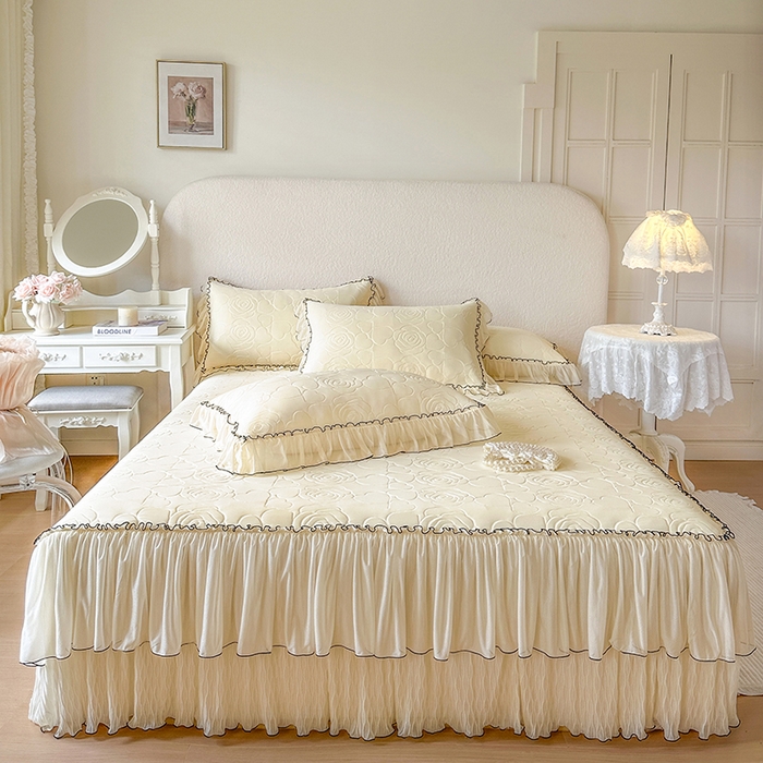 91家纺网 家纺一手货源 找家纺 网红馆（ck家纺） 2026春夏新款仲夏冰丝凉席夏被夏凉被空调被四件套 仲夏-米