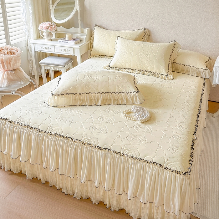 91家纺网 家纺一手货源 找家纺 网红馆（ck家纺） 2026春夏新款仲夏冰丝凉席夏被夏凉被空调被四件套 仲夏-米