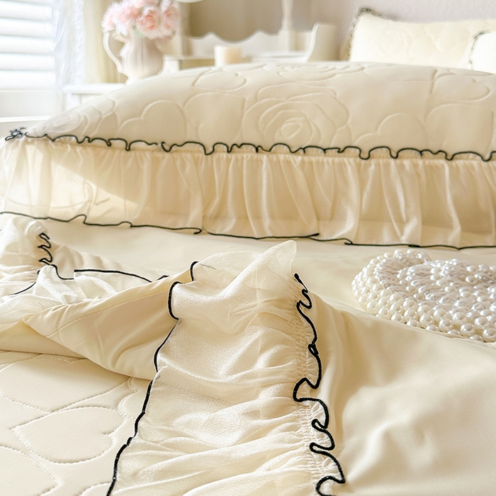 91家纺网 家纺一手货源 找家纺 网红馆（ck家纺） 2026春夏新款仲夏冰丝凉席夏被夏凉被空调被四件套 仲夏-米