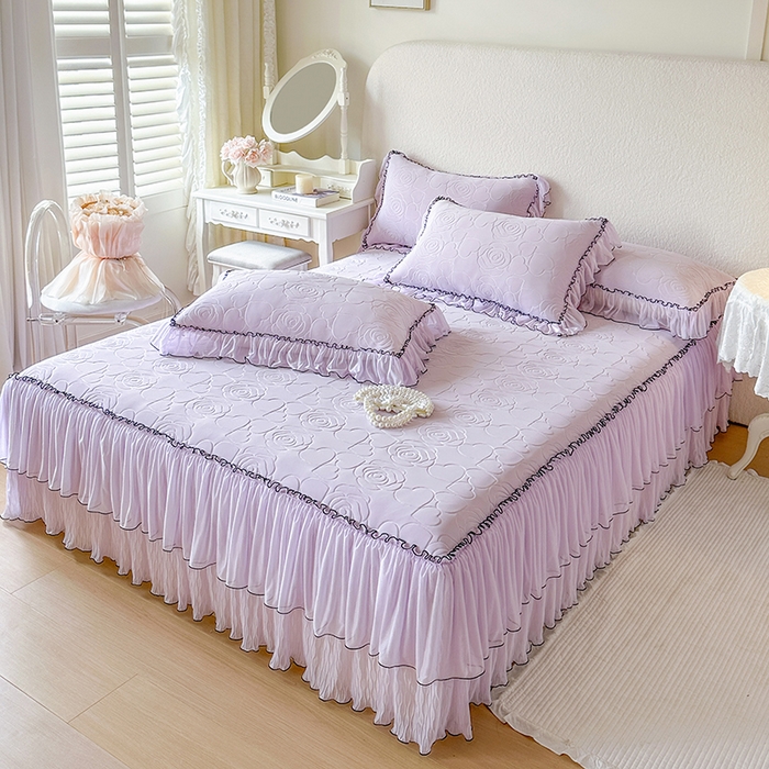 91家纺网 家纺一手货源 找家纺 网红馆（ck家纺） 2026春夏新款仲夏冰丝凉席夏被夏凉被空调被四件套 仲夏-紫