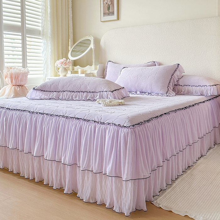 91家纺网 家纺一手货源 找家纺 网红馆（ck家纺） 2026春夏新款仲夏冰丝凉席夏被夏凉被空调被四件套 仲夏-紫