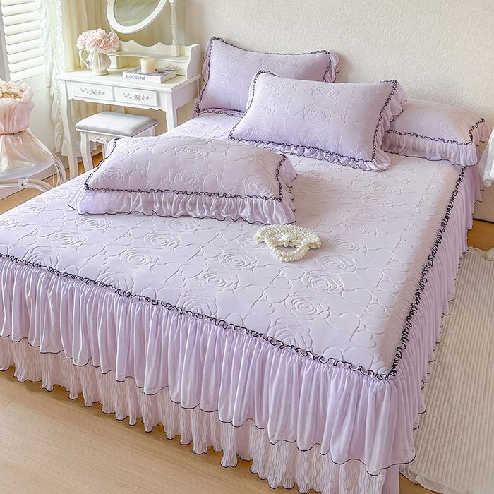 91家纺网 家纺一手货源 找家纺 网红馆（ck家纺） 2026春夏新款仲夏冰丝凉席夏被夏凉被空调被四件套 仲夏-紫