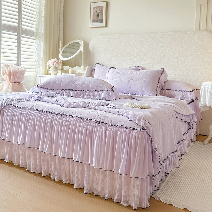 91家纺网 家纺一手货源 找家纺 网红馆（ck家纺） 2026春夏新款仲夏冰丝凉席夏被夏凉被空调被四件套 仲夏-紫