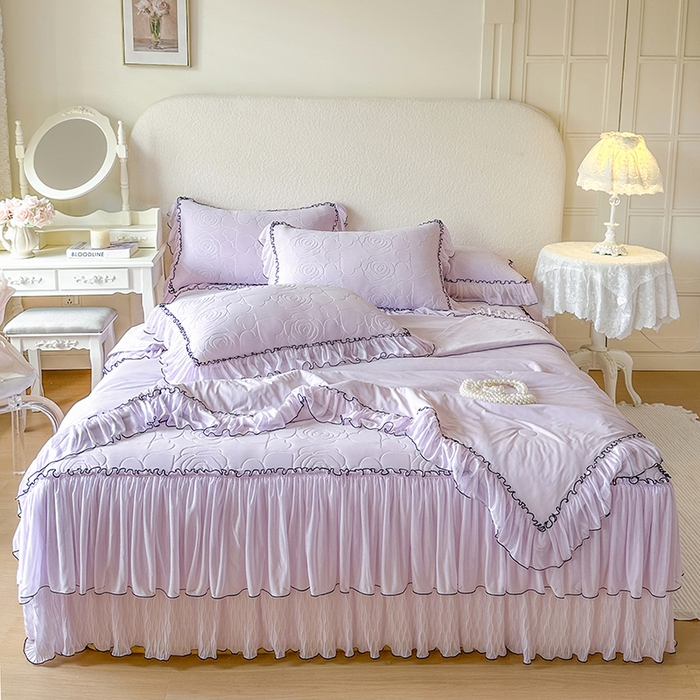 91家纺网 家纺一手货源 找家纺 网红馆（ck家纺） 2026春夏新款仲夏冰丝凉席夏被夏凉被空调被四件套 仲夏-紫