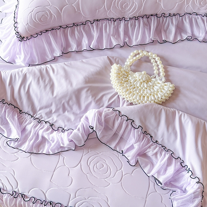 91家纺网 家纺一手货源 找家纺 网红馆（ck家纺） 2026春夏新款仲夏冰丝凉席夏被夏凉被空调被四件套 仲夏-紫