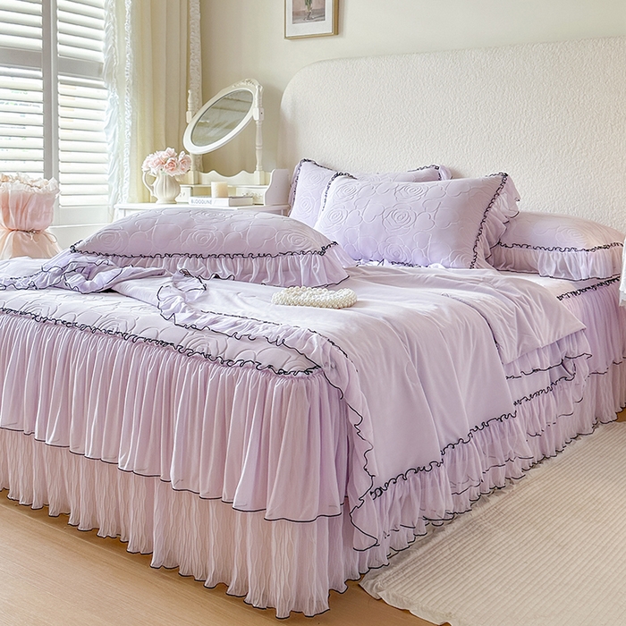 91家纺网 家纺一手货源 找家纺 网红馆（ck家纺） 2026春夏新款仲夏冰丝凉席夏被夏凉被空调被四件套 仲夏-紫