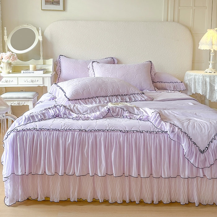 91家纺网 家纺一手货源 找家纺 网红馆（ck家纺） 2026春夏新款仲夏冰丝凉席夏被夏凉被空调被四件套 仲夏-紫