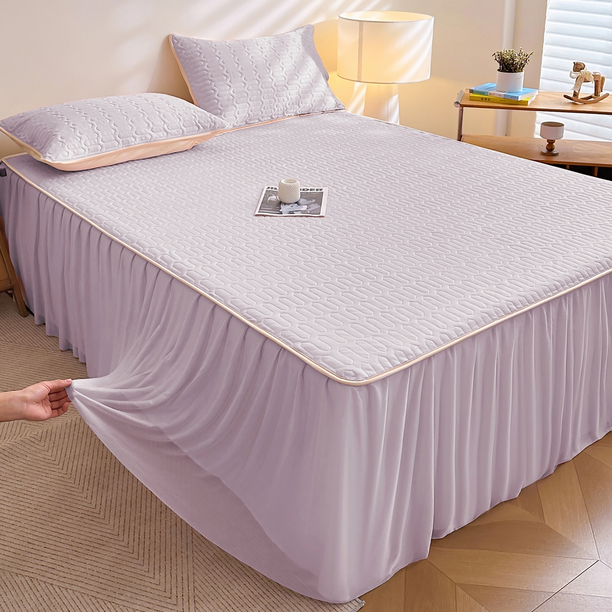 91家纺网 家纺一手货源 找家纺 5.4【焕新季 六人助力19.9带回家】A类凉感冰丝乳胶凉席床裙可机洗（下单规则请看详情页）