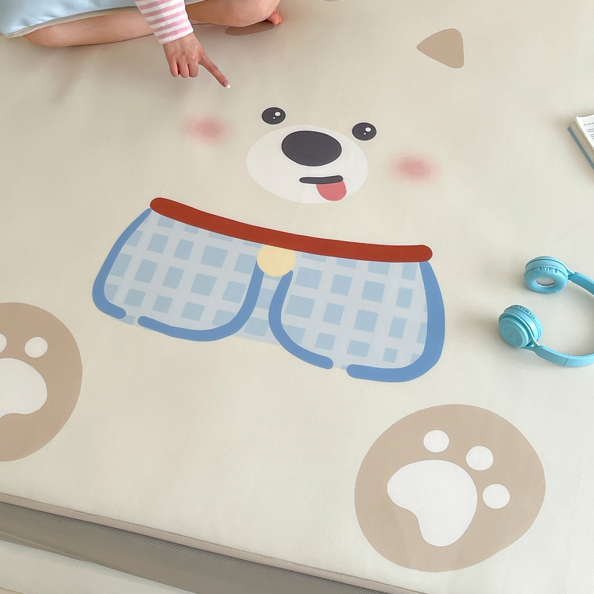 91家纺网 家纺一手货源 找家纺 桃子家居 2026新款A类ins博主卡通数码印花高级品质撞色中分子1200D冰感丝凉感席冰丝三件套平铺床笠系列 冰感席混搭-西高地