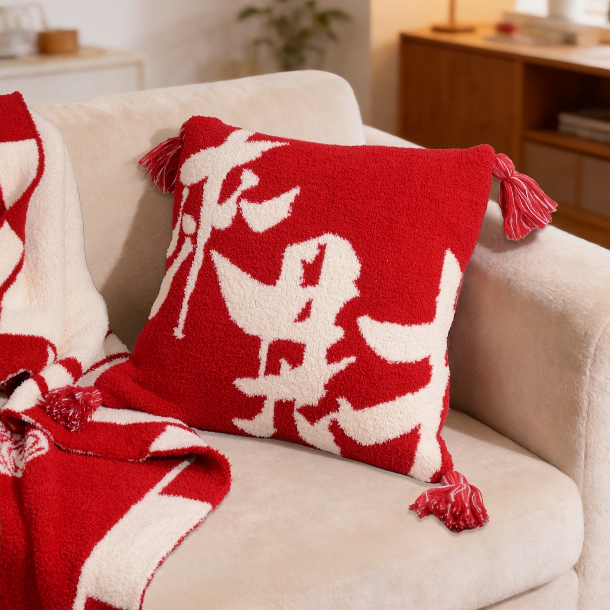 91家纺网 家纺一手货源 找家纺 苏艺针织盖毯 2026新款A类半边绒国风祥瑞针织毯披肩毛毯多功能盖毯送礼礼物 马上来财