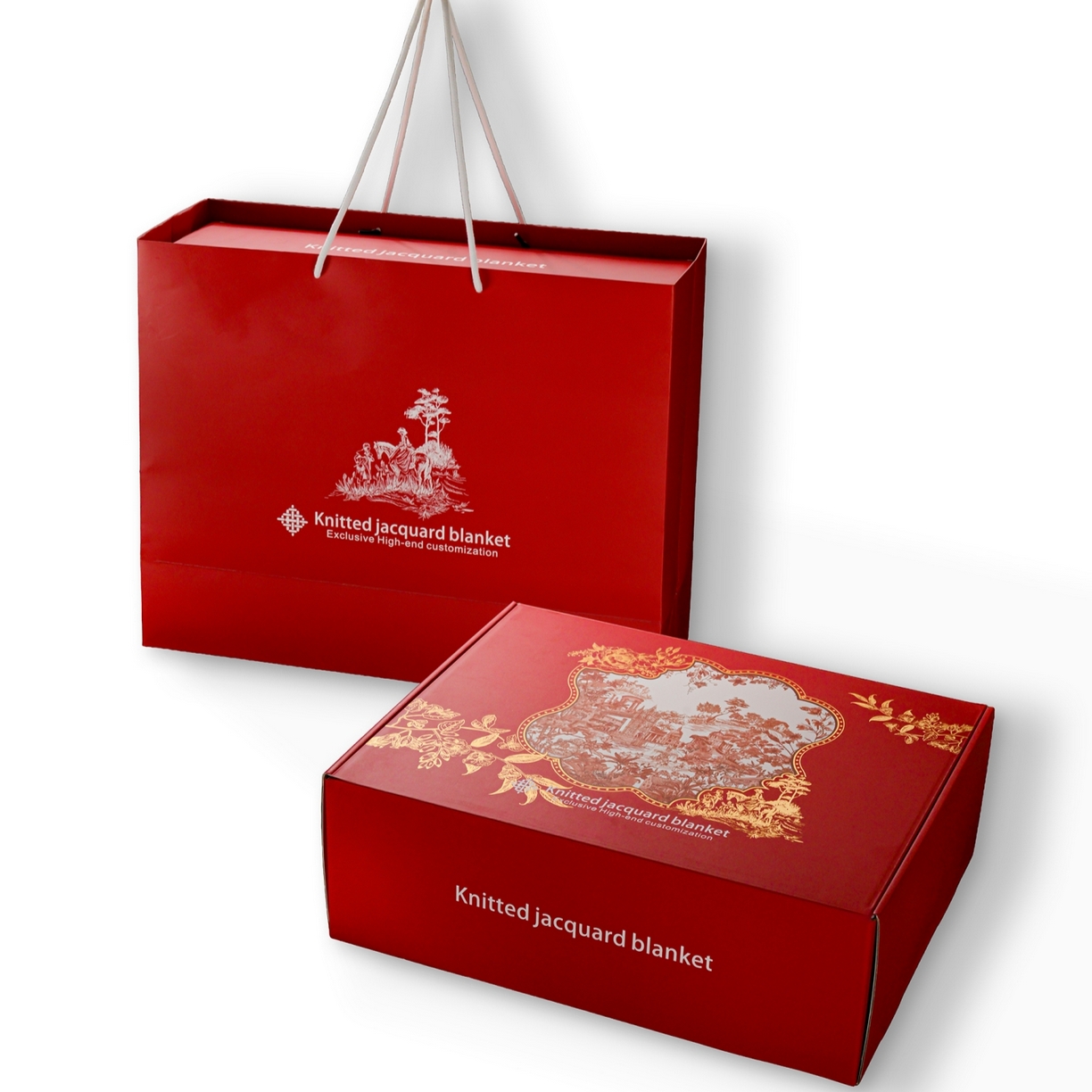 苏艺针织盖毯 2026新款A类半边绒国风祥瑞针织毯披肩毛毯多功能盖毯送礼礼物 礼盒