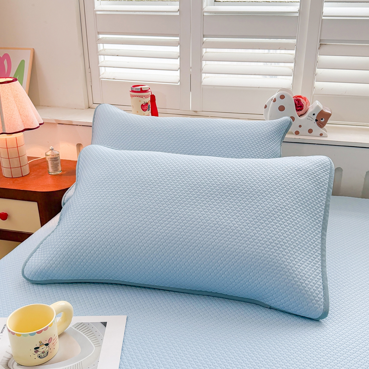 91家纺网 家纺一手货源 找家纺 （总）喜居 2026新款凉感PE小熊刺绣系列床笠款凉席