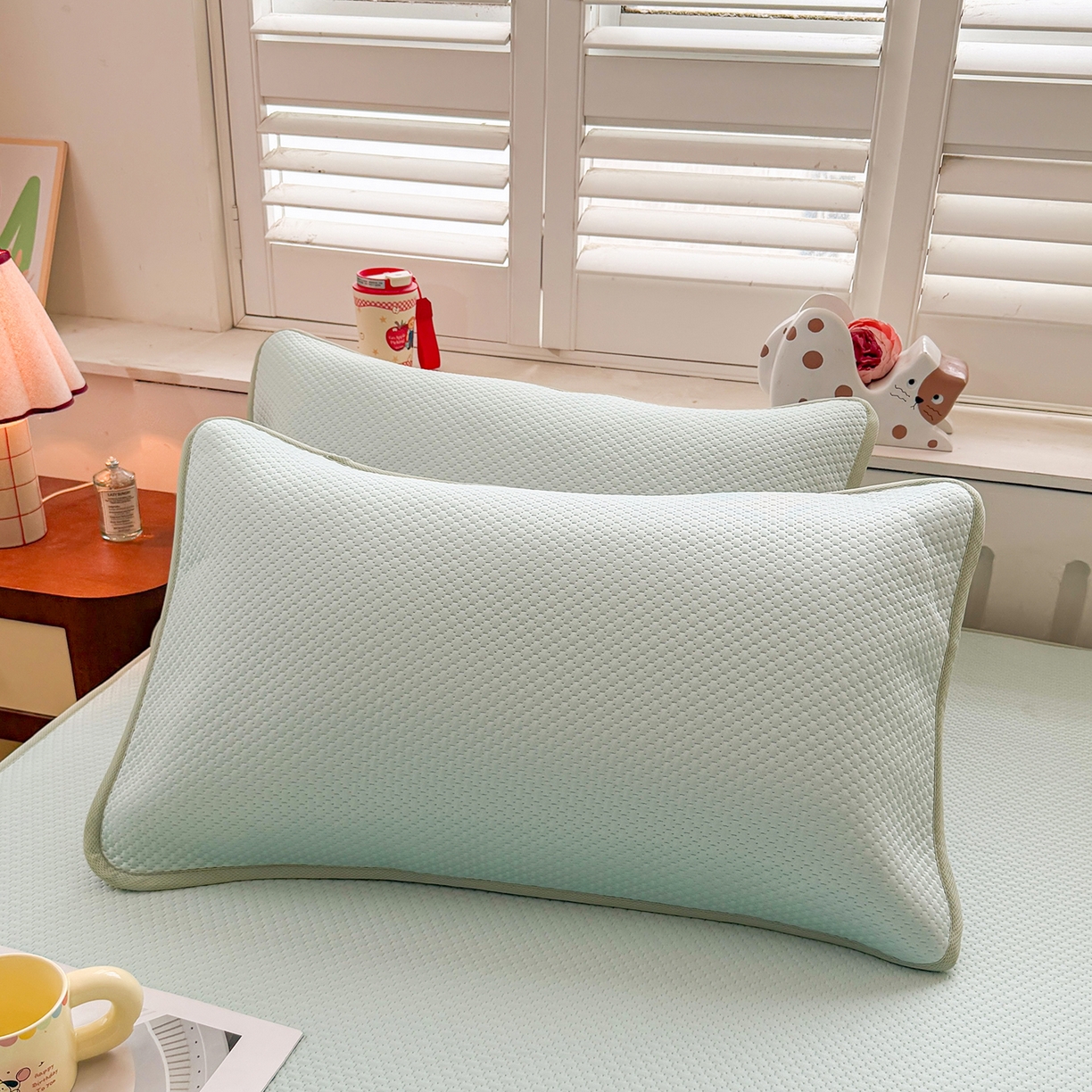 91家纺网 家纺一手货源 找家纺 喜居 2026新款凉感PE小熊刺绣系列床笠款凉席 凉感PE床笠-Mr. Bear-绿