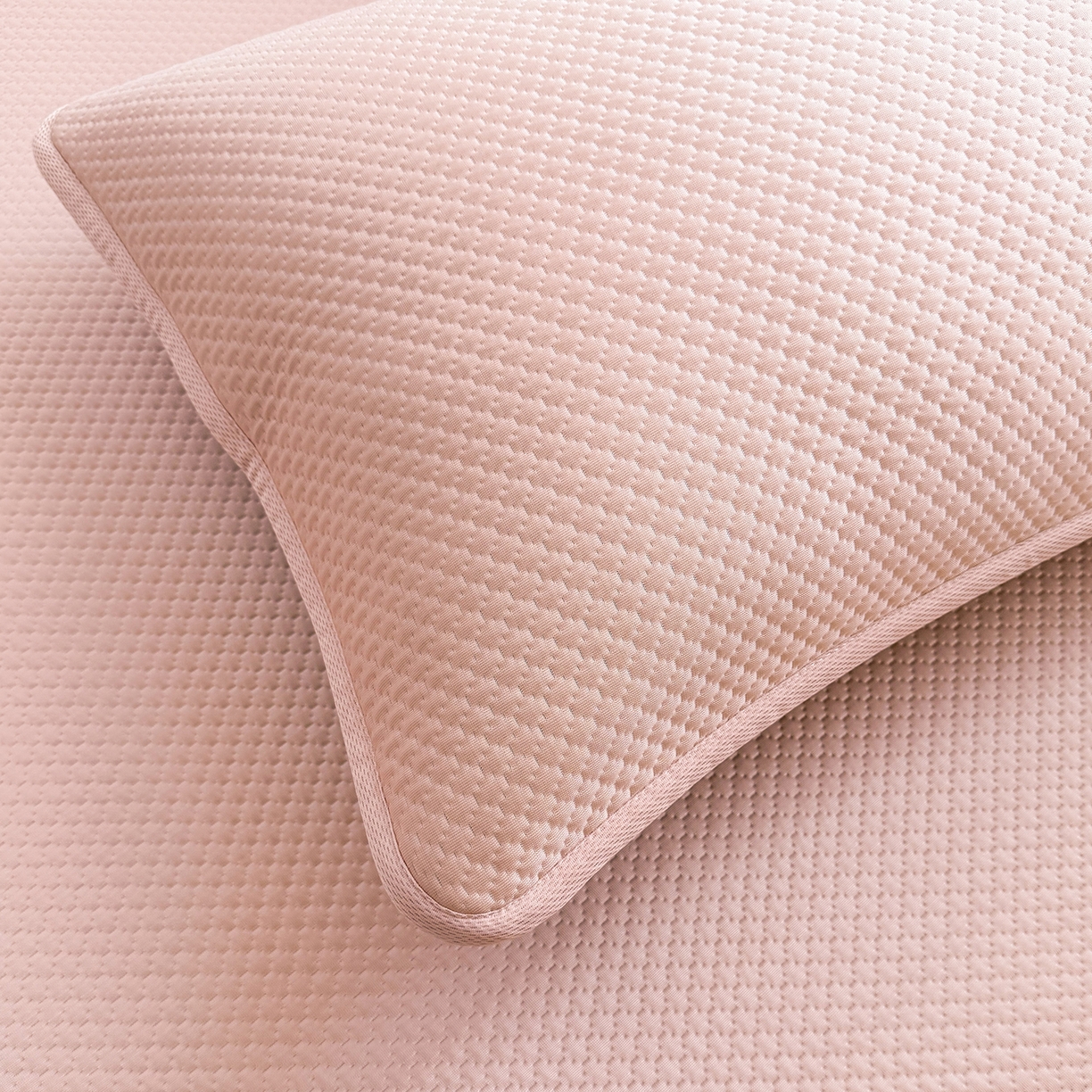 91家纺网 家纺一手货源 找家纺 喜居 2026新款凉感PE小熊刺绣系列床笠款凉席 凉感PE床笠-Miss Bear-粉