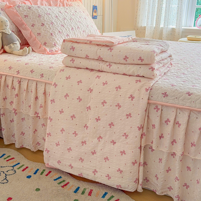 91家纺网 家纺一手货源 找家纺 （总）铠畅家纺 2026新款泡芙纱水洗棉夏被四件套