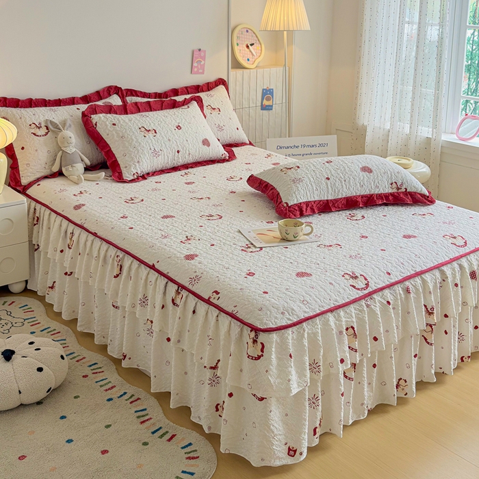 91家纺网 家纺一手货源 找家纺 铠畅家纺 2026新款泡芙纱水洗棉夏被四件套 摇摇木马