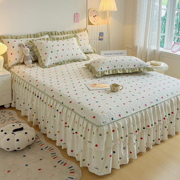 91家纺网 家纺一手货源 找家纺 铠畅家纺 2026新款泡芙纱水洗棉夏被四件套 彩心日记